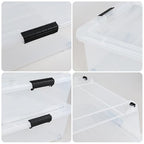 3-Pack 50 Quart Under the Bed Low Profile Storage Boxes, Large Under Bed Storage Bin with Easy Rolling Caster Wheels, Clear - size: 50 Quart