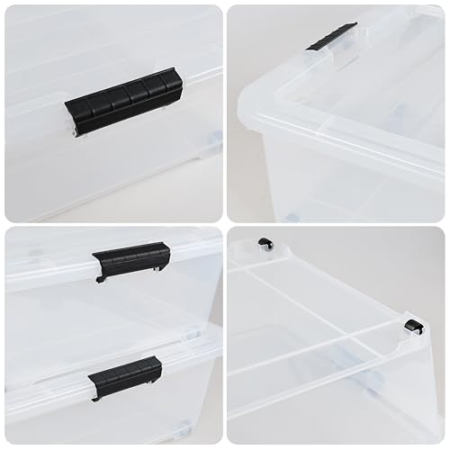 3-Pack 50 Quart Under the Bed Low Profile Storage Boxes, Large Under Bed Storage Bin with Easy Rolling Caster Wheels, Clear - size: 50 Quart
