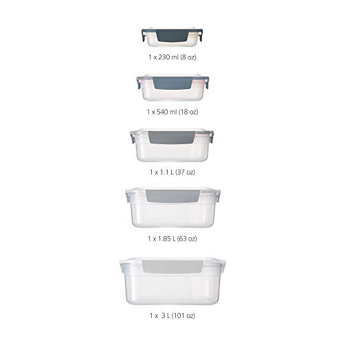 Joseph Joseph Nest Lock Plastic BPA Free Food Storage Container Set with Lockable Airtight Leakproof Lids, 10-Piece, Sky - color: Blue, size: Rectangular, style: 10pc