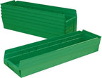 Akro-Mils 30164 Plastic Shelf Bins, Heavy Duty Storage Bins for Garage, Closet, and Drawer Organization, 24-Inch x 6-1/2-Inch x 4-Inch, Green, 6-Pack - color: Green