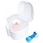 Denture Soaking Box Orthodontic Retainer Bath Case with Strainer Basket, False Teeth Container Dental Denture Bath Box Case Cup for Travel Cleaning - White - color: White