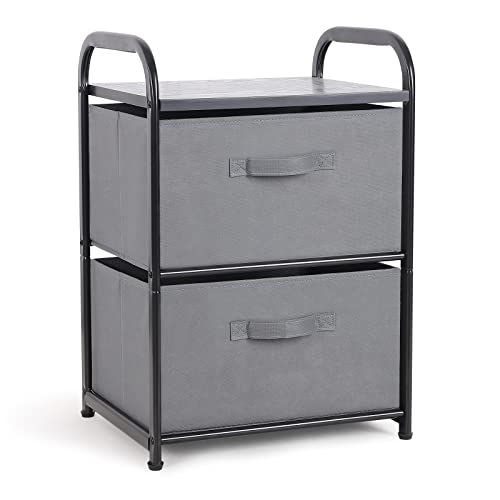 Dresser for Bedroom with 2 Drawers, Wide Chest of Drawers, Fabric Dresser, Storage Organizer Unit with Fabric Bins for Closet, Living Room, Hallway, Nursery, Dark Grey - color: Grey4