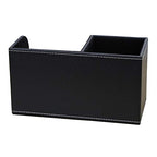 KINGFOM Desk Organizer Office Supplies Caddy Pu Leather Multi-function Storage Box Pen/Pencil,Cell phone, Business Name Cards Remote Control Holder Black - color: S-black