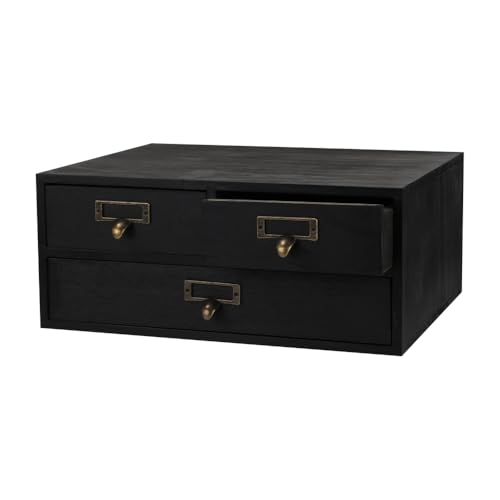 Wooden Storage Box Apothecary Drawers Vintage Wooden Box Wood Desktop Organizer Countertop Drawers Library Card Catalog Cabinet Apothecary Cabinet（BLACK 03） - color: BLACK03