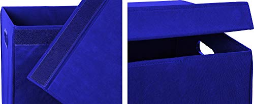 Simple Houseware Foldable Laundry Hamper Basket with Lid, Dark Blue - color: Dark Blue