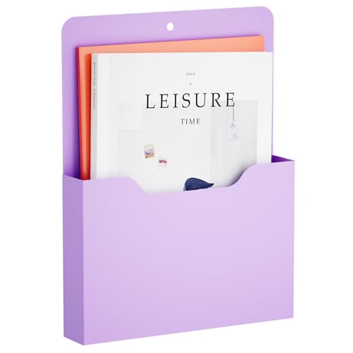 Marbrasse Magnetic File Holder - Magnetic Paper Holder, Pocket Organizer Office Supplies Storage Mail Organizer for Notebooks,Planners,Letter (Purple) - color: Purple Holder-L