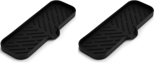 Zulay Kitchen Large Silicone Sponge Holder (12x4) – Flexible Sink Organizer Tray for Kitchen & Bathroom – Multipurpose Soap Dish for Sponges, Makeup, Trinkets & More (Black) (Pack of 2) - color: Black, size: Large (12x4) (Pack of 2)