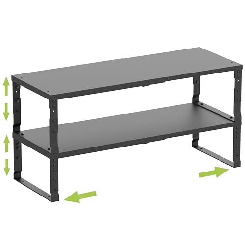 Jojocross Expandable Stackable Spice Rack Organizer for Kitchen Cabinet,Adjustable Counter Shelf, countertop, Pantry,Cupboard,Bathroom,Bedroom(2Packs/Black/Medium) - color: 2 Packs/Black, size: MEDIUM:7.9"D x 16.7~26.6"W x 6.1"/7.5"H