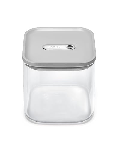 Caraway 2.5qt Glass Airtight Food Storage Container with Lid – Non-Toxic, BPA-Free Kitchen Storage Container – Stackable, Space-Saving Airtight Container for Dry Goods and More - Gray - color: Gray, size: 2.5qt Container
