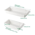 SnowTing 2 PCS Deep Drawer Organizer, 2 Sizes Expandable & Adjustable White Plastic Organizer, Sliding Drawer Storage Bins for Kitchen Utensils, Office Supplies, Cosmetics, Tools