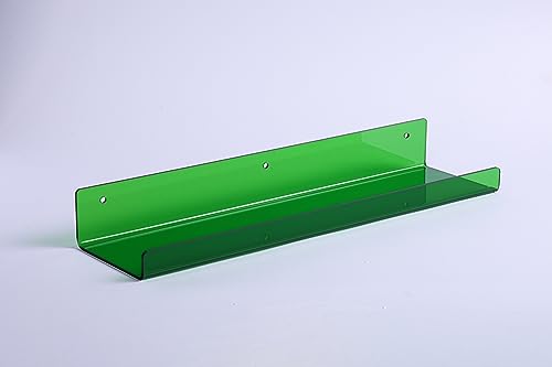 upsimples Acrylic Shelves for Wall Decor, 15" Display Shelf Perfume Organizer for Bathroom, Bedroom, Living Room, Floating Bookshelves for Kids, Clear Green, 4 Pack - color: Green