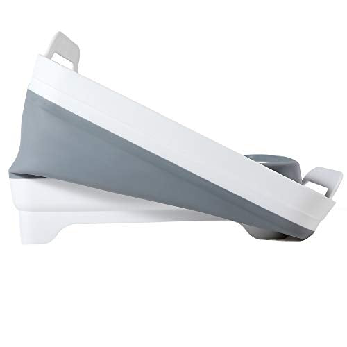 FOSJGO Reinforced Collapsible Dish Basin with Drain Plug, 2.4 Gal/9L Space-Saving Foldable Sink, Wash Basin for Kitchen, Camping, Baby Bottles, Vegetable Washing and Party Beverage Tubs - color: Gray