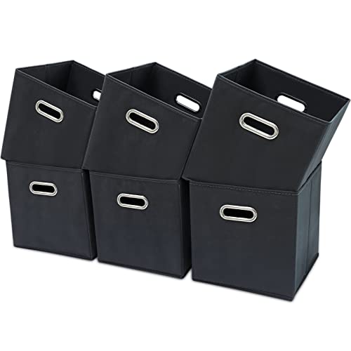 Black Fabric Cubby Storage Bins,13x13x13 Inches ,Cube Organizer Bin Foldable Storage Boxes with Dual Handles Fabric Organizer Box and collapsible Storage basket,Set of 6,Grey - color: Grey, size: 6 Pack