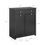 Haotian Tilt-out Bathroom Laundry Cabinet Hidden Hamper Organizer with Double Baskets and Drawers Storing Unit Storage Chest Cupboard, Black BZR33-SCH