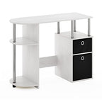 Furinno Jaya Simplistic Computer Study Desk, White Oak/Chrome/Black - color: White Oak/Stainless Steel/Black