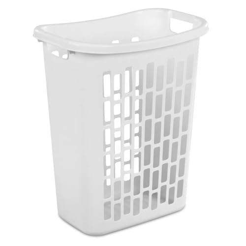 Rectangular Open Plastic Hamper, for Narrow Spaces, White, Adult