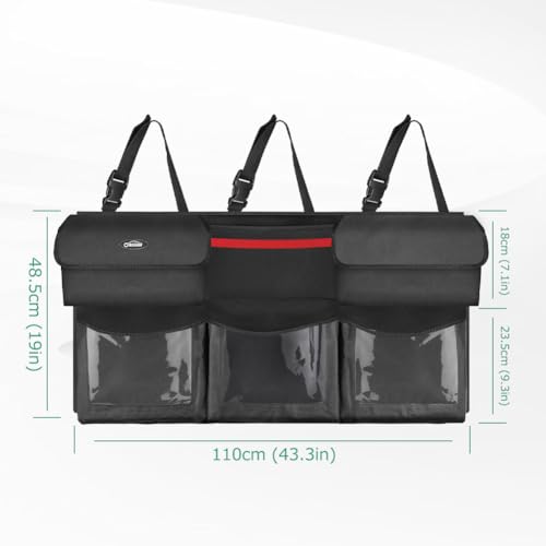 Oasser Trunk Organizer for Car, Hanging Car Organizer with 6 Large Pockets 3 Adjustable Straps 43.3x19 Inch - size: Regular-43.3x19in