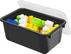 Storex Small Cubby Bins – Plastic Storage Containers for Classroom with Non-Snap Lid, 12.2 x 7.8 x 5.1 inches, Black, 5-Pack (62463U05C) - color: Black, style: Bin with Cover