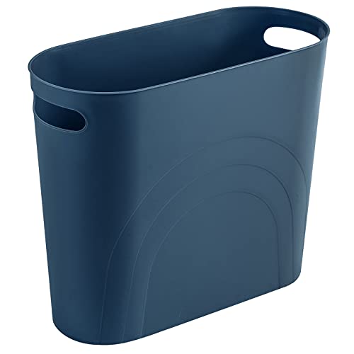 rejomiik Small Trash Can, 3.5 Gallon Slim Garbage Can Plastic Waste Basket with Handles Container Bin for Narrow Spaces Bathroom, Bedroom, Kitchen, Office at Home, Teal Blue - color: Teal Blue, size: 1 pack