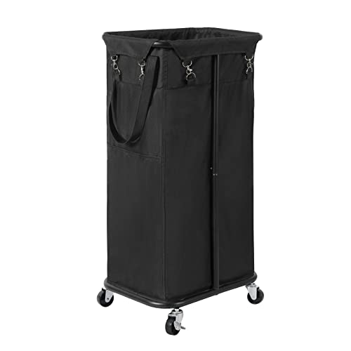 WOWLIVE 100L Rolling Laundry Hamper with Wheels Large Laundry Basket Organizer Laundry Cart with Steel Frame and Removable Bag Foldable Tall Dirty Clothes Hamper Dorm Room Storage for Bedroom (Black) - color: Black, size: 100L (17.0×13.0×30.8in)