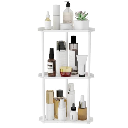 Jesginboo 3 Tier Bathroom Counter Organizer, Vanity Organizer Corner Shelf, Skincare, Makeup Countertop Organizers, Kitchen, Bathroom Counter Storage, White - color: White 3 Tier