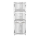 Laundry Basket 3 Tier with Wheels, Stackable Clothes Hamper Organizer, 55LBS Load Rolling Storage Cart for Bedroom, Bathroom, Laundry Room, Dormitory, White
