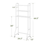Simple Trending Over The Toilet Storage Rack, Metal 3 Tier Bathroom Organizer Shelf with Paper Holder and 3 Hooks, Freestanding Shelf Space Saver Above Toilet, White - style: 3 Tier White