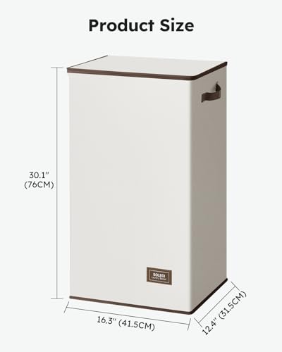 SOLEDI Clothes Hamper with Lid - 100L XL - Large Laundry Basket with Removable Bag, Collapsible Laundry Baskets, Convenient Storage - Hampers for Laundry for Bedroom, Bathroom, Closet, Dorm, Off-White - color: Off-White, size: 100L