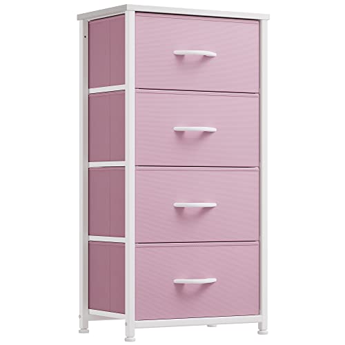 YITAHOME Storage Drawer with 4 Drawers - Fabric Dressers for Teen, Dresser for Bedroom, Living Room, Closets - Sturdy Steel Frame, Wooden Top & Easy Pull Fabric Bins, Pink - color: Pink, style: 4-Drawer
