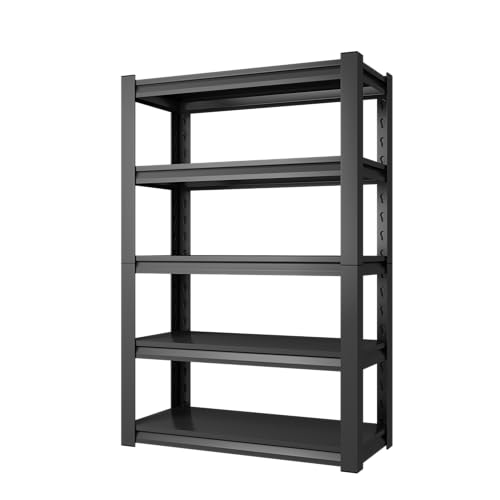 47.2" W Garage Shelving 3000LBS Heavy Duty Storage Shelves Adjustable 5 Tier Metal Shelving Unit for Industrial Garage Basement School Warehouse, 23.6" D x 47.2" W x 72" H, Black - size: 23.6"D x 47.2"W x 72"H