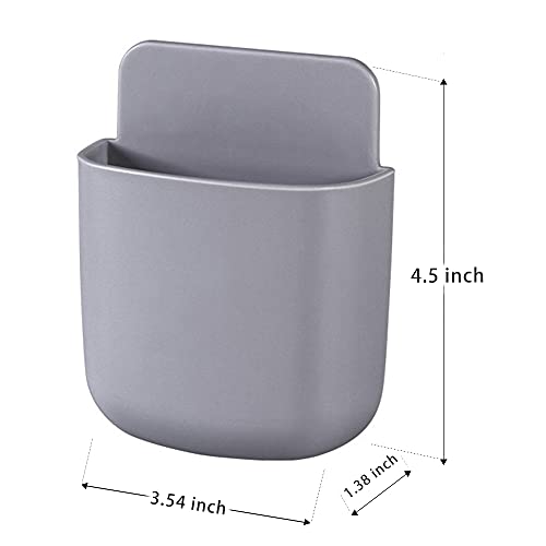 3 Pack Remote Control Holder Wall Mount Holders Hole-Free Phone Charging Organizer Pen Storage Containers For Home Office School Supply Storage (Grey) - color: Grey