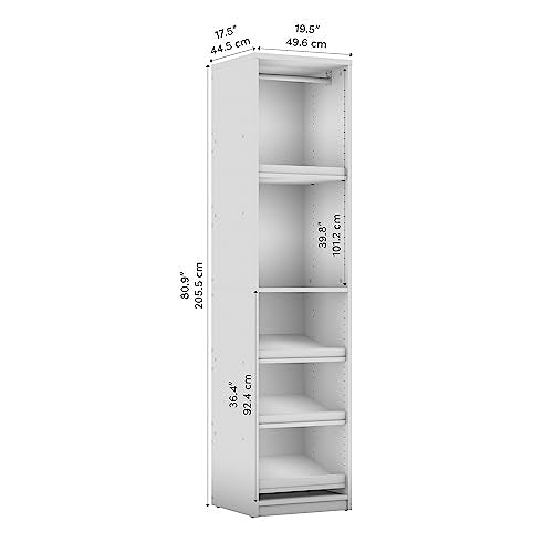 Bestar Cielo Closet Organizer, 20-inch Bark Gray and White Wardrobe for Bedroom, Mudroom, Entryway, or Kitchen Pantry - color: Bark Grey and White