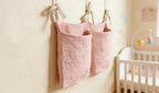 Bedside hanging bag for storing baby milk bottles and blankets - Baby diaper folding bed organizer bag - Pink - color: pink