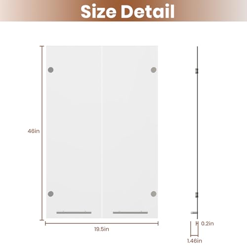 ROOMTEC Modular Closet System Glass Door Pair Set, Clear Frameless Tempered Glass Panels, Add-On for Double Hanging Units, 39.37" H × 19.5" W - size: Frameless Glass Door – 19.5"W x 39.37"H