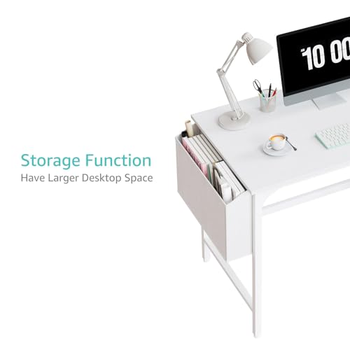 Lufeiya White Small Desk with Drawers - 40 Inch Computer Desk for Small Space Home Office, Modern Simple Study Writing Table PC Desks - color: White, size: 40 inch