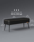 VASAGLE EKHO Collection - Bench for Entryway Bedroom, Synthetic Leather with Stitching, Ottoman Bench with Steel Legs, Living Room, Mid-Century Modern, Loads 660 lb, Ink Black ULOM076B01 - color: Ink Black, style: Steel Leg Bench