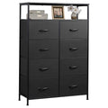 WLIVE Fabric Dresser for Bedroom with Open Shelves, Tall Black Dressers with 8 Drawers, Storage Tower with Fabric Bins, Chest of Drawers for Closet, Living Room, Hallway - color: Charcoal Black, style: Raised Shelves