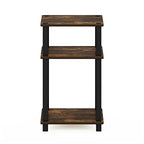 Furinno JUST Side Table, 3-Tier Open Shelf End Table, Toolless Assembly Night Stand, Bedside Table with Square Tube, for Living Room, Bedroom, Amber Pine - color: Amber Pine/Black, size: 3-Tier, Square Pole, style: 1-Pack