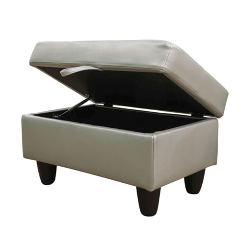 Ottoman Storage Ottoman Bench Faux Leather Footrest Footstool with Hinged Lid for Living Room, Bedroom, Entryway, Silver Green, 28.5"X19"X17.5" - color: Silver Green