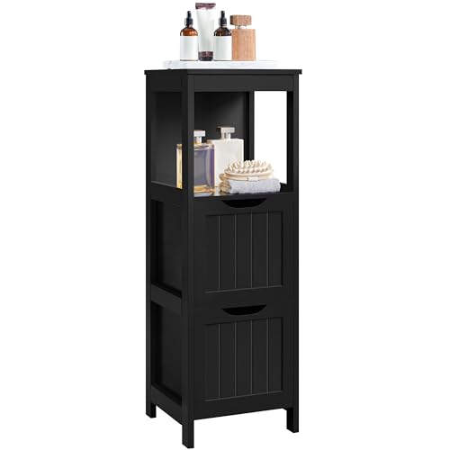 Yaheetech Bathroom Storage Cabinet, Small Floor Cabinet with 2 Removable Drawers, Slim Storage Organizer Rack Stand for Bathroom/Kitchen/Corner/Small Space,Black - color: Black, size: 35"H
