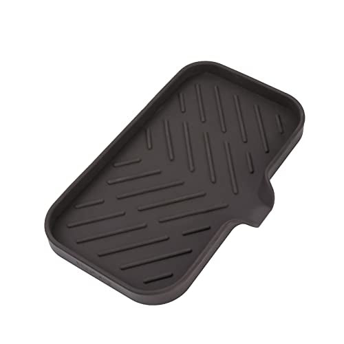 MicoYang Silicone Bathroom Soap Dishes with Drain Spout-Bathroom and Kitchen Sink Organizer,Sponge Holder,Dish Soap Tray,Perfect for Dispenser,Scrubber,Bottle,Cup on Sink or Counter-Coffee 9.6"×5.3" - color: Coffee, size: M(9.6"×5.3")