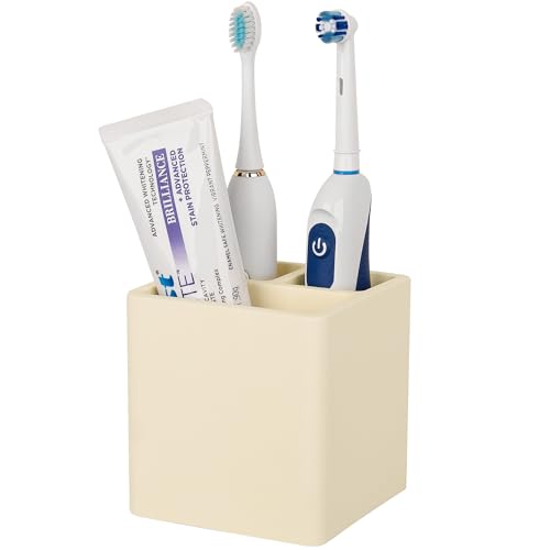 Diatomite Toothbrush Holders for Bathrooms, Electric Toothbrush and Toothpaste Holder 3 Slots Tooth Brush Organizer for Bathroom Countertop, Shower, Vanity - Yellow - color: Yellow