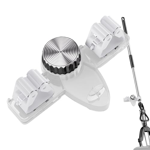 Mop and Broom Holder Wall Mount - Broom Mop Hanger | Utility Rack, Tool Organizer Rack, Gripper for Home Kitchen Garden Laundry Garage - color: White
