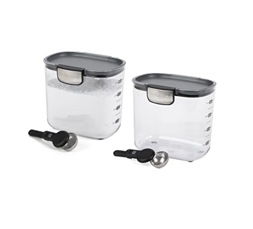 Progressive International ProKeeper+ Clear Plastic Airtight Food Baker's Kitchen Storage Organization Container Canister Set with Magnetic Accessories, 2- Piece Set (Powdered Sugar 1.4-Quart)