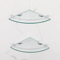 2 Ties Glass Corner Shelf with SUS 304 Stainless Steel Rail Chrome Finished, Esquinero para baños, Rustproof Tempered Glass Shelf, Shower Caddy Organizer 9.8" x 9.8" - size: 2 PACK With Rail