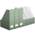 Feifeiya Magazine File Holder Set of 6 Stylish Sturdy Cardboard File Boxes Desk Organizer Beautiful Magazine Holder Rack with Gold Label Holder for Home Office Desktop Bookshelf Classroom(Sage Green) - color: sage green