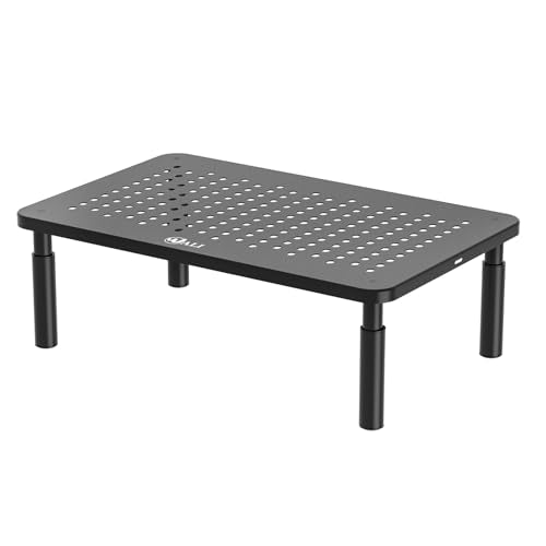 WALI Computer Monitor Stand for Desk, Adjustable Laptop Riser, Desk Monitor Stand Underneath Storage for Office, Home, School Supplies (STT003), 1 Pack, Black - color: Black, size: Basic