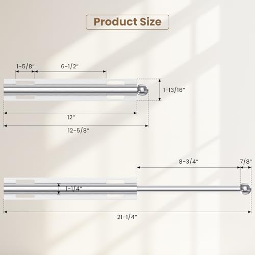 Supforce 2 PACK Valet Rod for Closet Pull Out, Retractable Slide Out Valet Rod Closet Organization, 12" Aluminum Valet Clothing Hanger Rods Perfect for Suits, Freshly Pressed Clothes, White - color: White, size: 12IN 2PACK