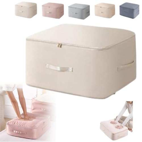 Compression Bags for Storage, 2026 Upgrade Ultra Space Saving Self Compression Organizer Compression Packing Cubes for Travel Sweater Organizer for Closet Clothes Storage Bag (Beige, L (54*42*30CM)) - color: Beige, size: L (54*42*30CM)