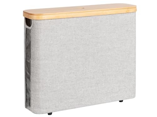 StorageWorks Toilet Paper Storage with Bamboo Lid, Toilet Paper Holder Basket for Up to 9 Mega or 12 Regular Size Rolls, Medium Paper Storage Baskets for Bathroom, Grey, 1 Pack - color: Grey, size: Medium